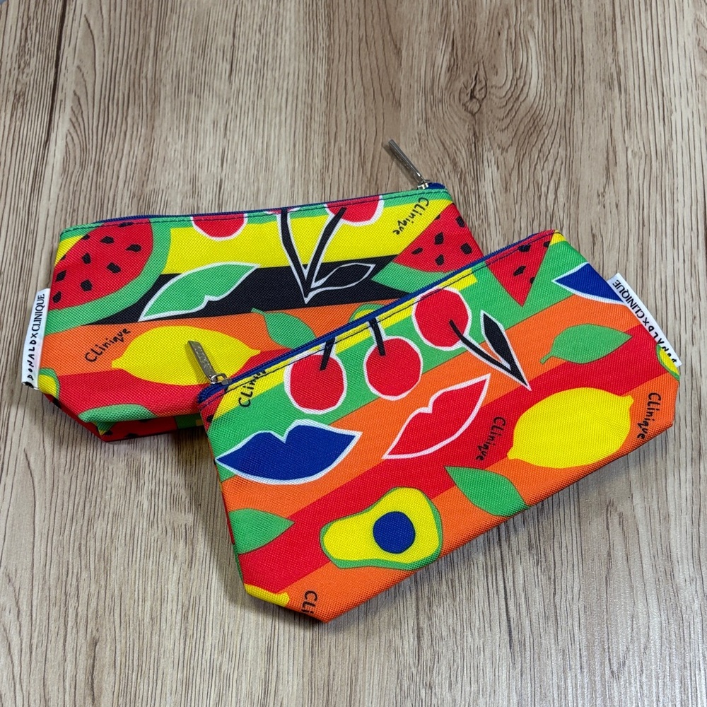 Clinique X Donald Cosmetic Travel Bags Lot of 2 Zippered